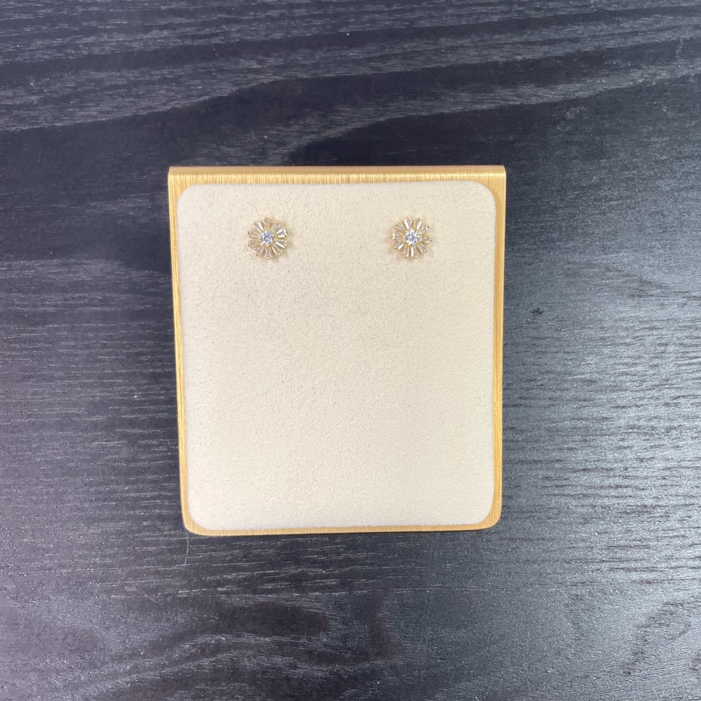 Dainty Sterling Silver Gold Toned Flower Stud Earrings - Picture 2 of 4